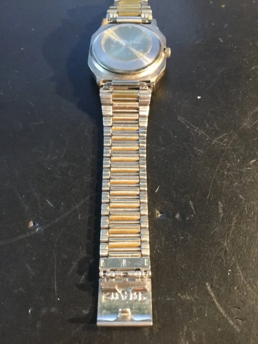 Vintage Sharp Men Dress Watch By Seiko Rectangle Tank Stainless Gold Tone,30mm